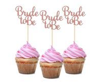 Pikery do babeczek Bride To Be rose gold brokatowe 12 szt.