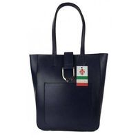 Duży shopper bag na ramię Vera Pelle , Włoska skórzana torba Granatowa SBKB11BS