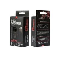 Ładowarka 2xUSB 2,4A czarna + kabel USB-C Maxlife MXCC-01