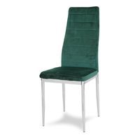 Krzesło nowoczesne tapicerowane welurowe na metalowych chromowanych nogach do salonu kuchni zielone 704V-TH-GRCH