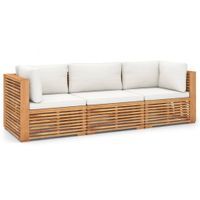3-os. sofa ogrodowa z poduszkami, lite drewno tekowe