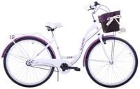 (K15) Rower miejski damski Kozbike 28 biało-fioletowy 3 biegi