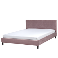 Łóżko welurowe 160 x 200 cm różowe FITOU