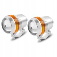 2Xhalogen Motocyklowy U3 Srebrny Z Ringiem Pomarańczowym+Włącznik