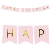 Baner "Happy Birthday", różowy jasny, PartyDeco, 175 cm