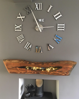 RZYMSKI srebrny duży zegar na ścianę