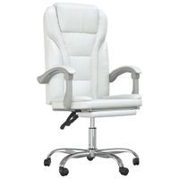 Rozkładany fotel biurowy, biały, sztuczna skóra