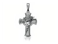 Elegancki oksydowany srebrny wisior duży krzyż krzyżyk na gruby łańcuch z wizerunkiem Chrystusa srebro 925 PT_K3020