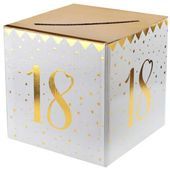 Pudełko na koperty "18 Urodziny", SANTEX, złote metaliczne