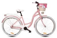 Damski rower miejski Goetze Style ALU 28 3b + kosz / Różowo-biały