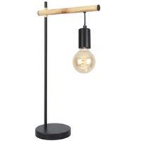Gabinetowa LAMPKA biurkowa Izzy 41-80042 Candellux stojąca LAMPA stołowa metalowa czarna drewno