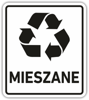 MIESZANE - Naklejka na kosz segregacja śmieci odpadów 15 cm