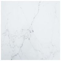 Blat stołu, biały, 70x70 cm, 6 mm, szkło ze wzorem marmuru