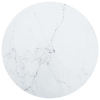 Blat do stołu, biały, Ø60x0,8 cm, szkło ze wzorem marmuru