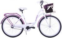 Rower miejski 26 damski Kozbike K36 1s biało-fioletowy