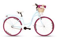 Damski rower miejski Goetze Style 28 + kosz / Błękitno-fuksjowy