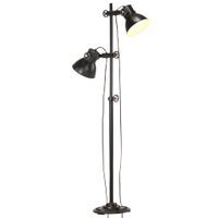 Lampa podłogowa z 2 kloszami, czarna, E27, żeliwo