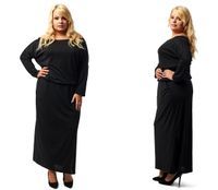 Sukienka czarna jesień MAXI kieszenie PLUS SIZE S-18D Rozmiar - XL/XXL (3), Kolor - Czarny