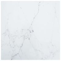 Blat stołu, biały, 50x50 cm, 6 mm, szkło ze wzorem marmuru