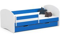Łóżko dziecięce 160x80 SMILE z materacem i szufladą niebieskie