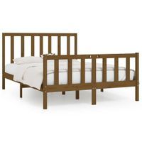Rama łóżka, miodowy brąz, lite drewno, 140x200 cm