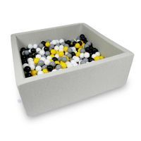 Suchy basen 110x110x40cm jasnoszary z piłeczkami 600szt (żółte, białe, szare, czarne)