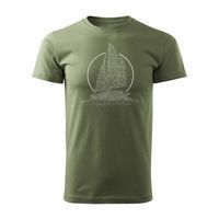 Koszulka żeglarska dla żeglarza z jachtem żaglówką męska khaki REGULAR L