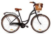 Damski rower miejski Goetze Style ALU 28 3b + kosz / Grafit-brąz